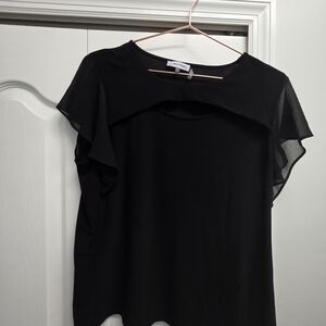 Calvin Klein Black Sheer Sleeve Blouse